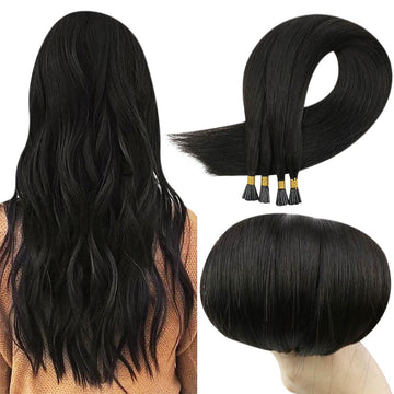 Fshine Virgin I Tip Real Human Hair 20g Hair Extensions Off Black (#1B) - FShine Shop